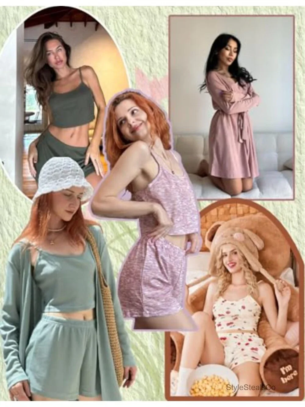 3 Piece Waffle Knit Lounge Set with Cardigan Pocket Crop Top Shorts Pajama Set